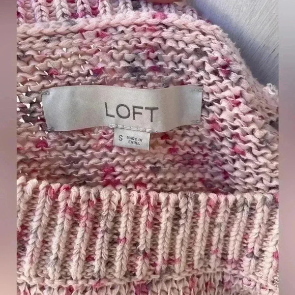 LOFT women’s knit two piece set cardigan pink 3 button super chick sz Small used - Picture 8 of 9